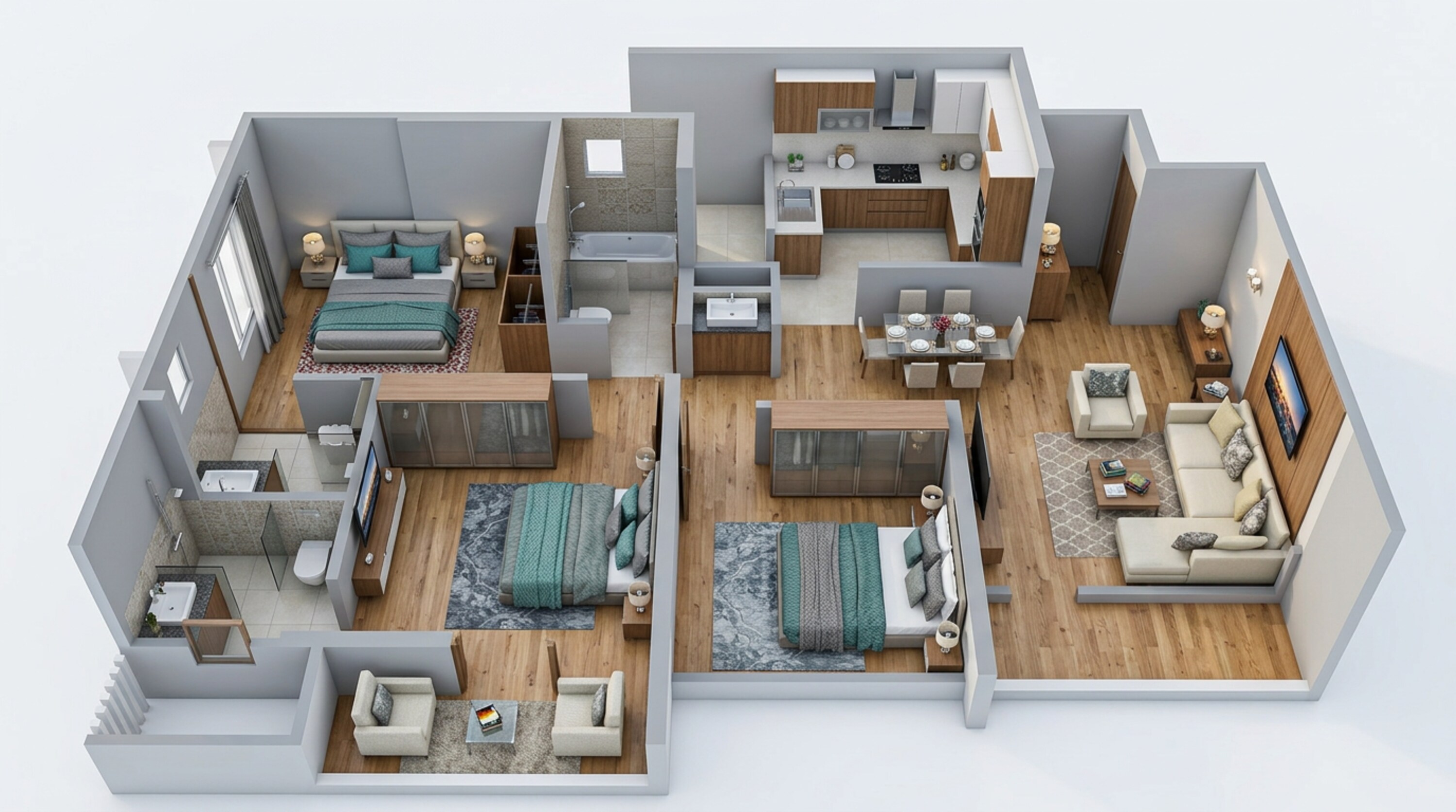 Floor plan of 2 BHK 824 Sq. Ft. Apartment in Mantra Meraki, Pune