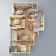 Floor plan of 3 BHK 989 Sq. Ft. Apartment in Mantra Meraki, Pune