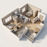 Floor plan of 2 BHK 852 Sq. Ft. Apartment in VTP Altair, Pune