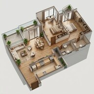 Floor plan of 2 BHK 754 Sq. Ft. Apartment in K Raheja Reserve, Pune
