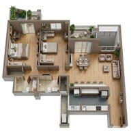 Floor plan of 2 BHK 994 Sq. Ft. Apartment in K Raheja Reserve, Pune