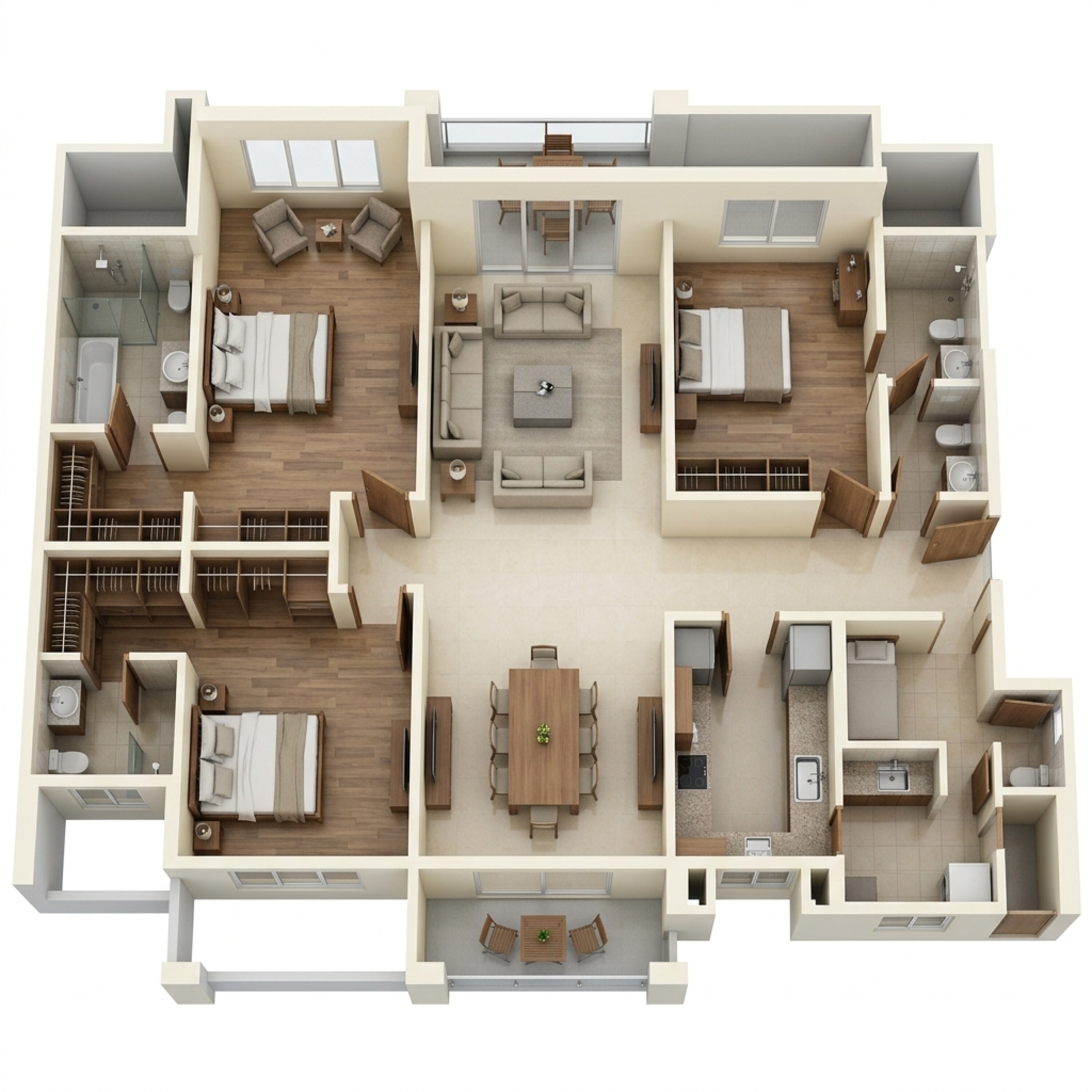Floor plan of 3 BHK 1114 Sq. Ft. Apartment in K Raheja Reserve, Pune