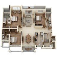 Floor plan of 3 BHK 1114 Sq. Ft. Apartment in K Raheja Reserve, Pune
