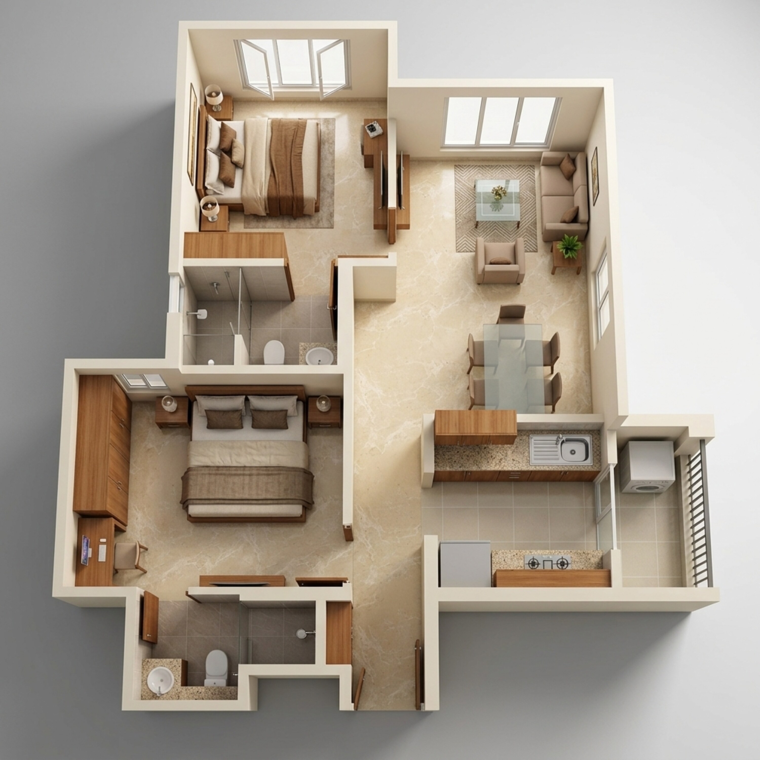 Floor plan of 2 BHK 626 Sq. Ft. Apartment in Lodha Eternis Serena C, Mumbai