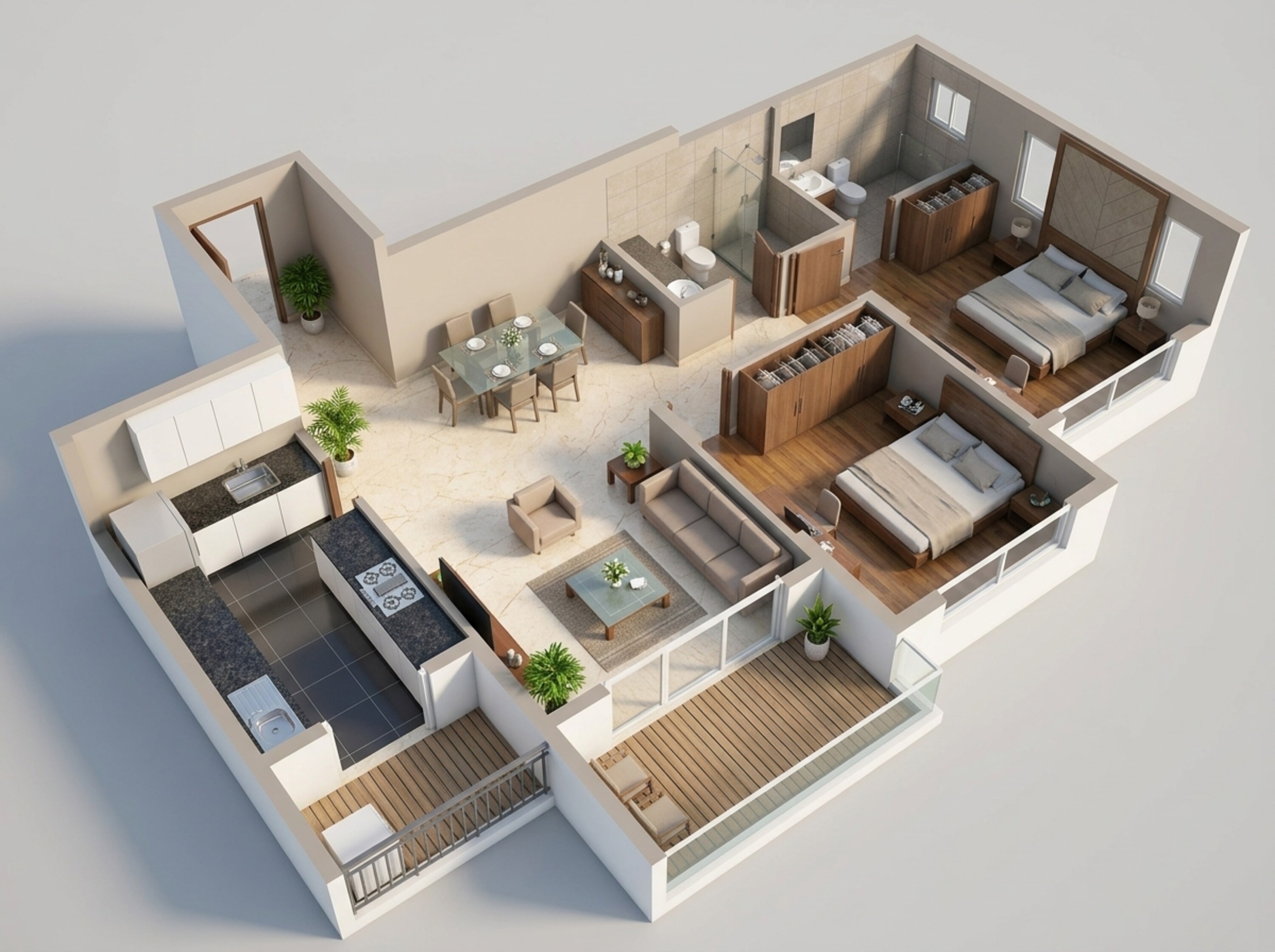 Floor plan of 2 BHK 636 Sq. Ft. Apartment in Lodha Eternis Serena C, Mumbai