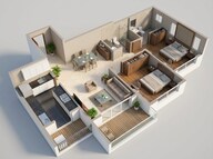 Floor plan of 2 BHK 636 Sq. Ft. Apartment in Lodha Eternis Serena C, Mumbai