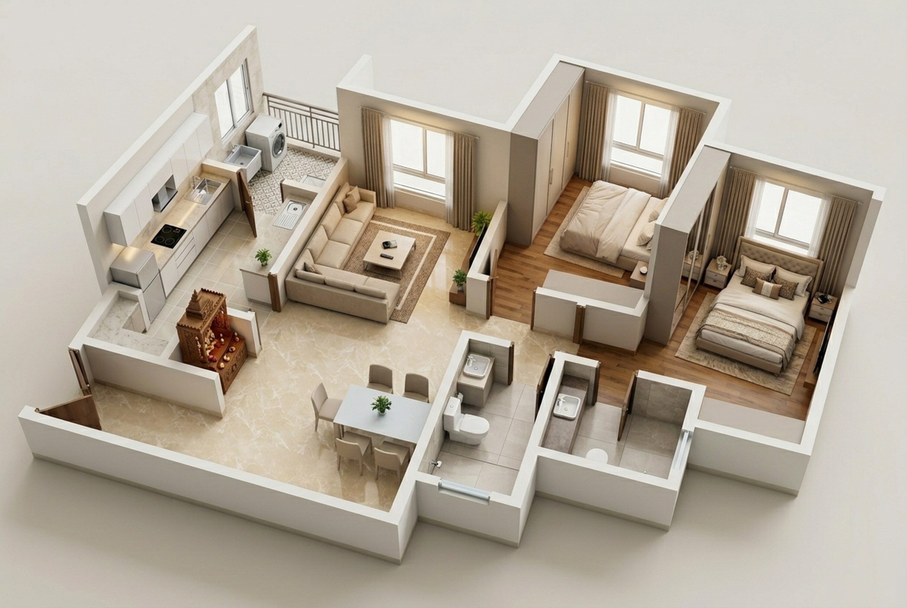 Floor plan of 2 BHK 788 Sq. Ft. Apartment in Lodha Eternis Serena C, Mumbai