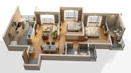 Floor plan of 2 BHK 790 Sq. Ft. Apartment in Lodha Eternis Serena C, Mumbai