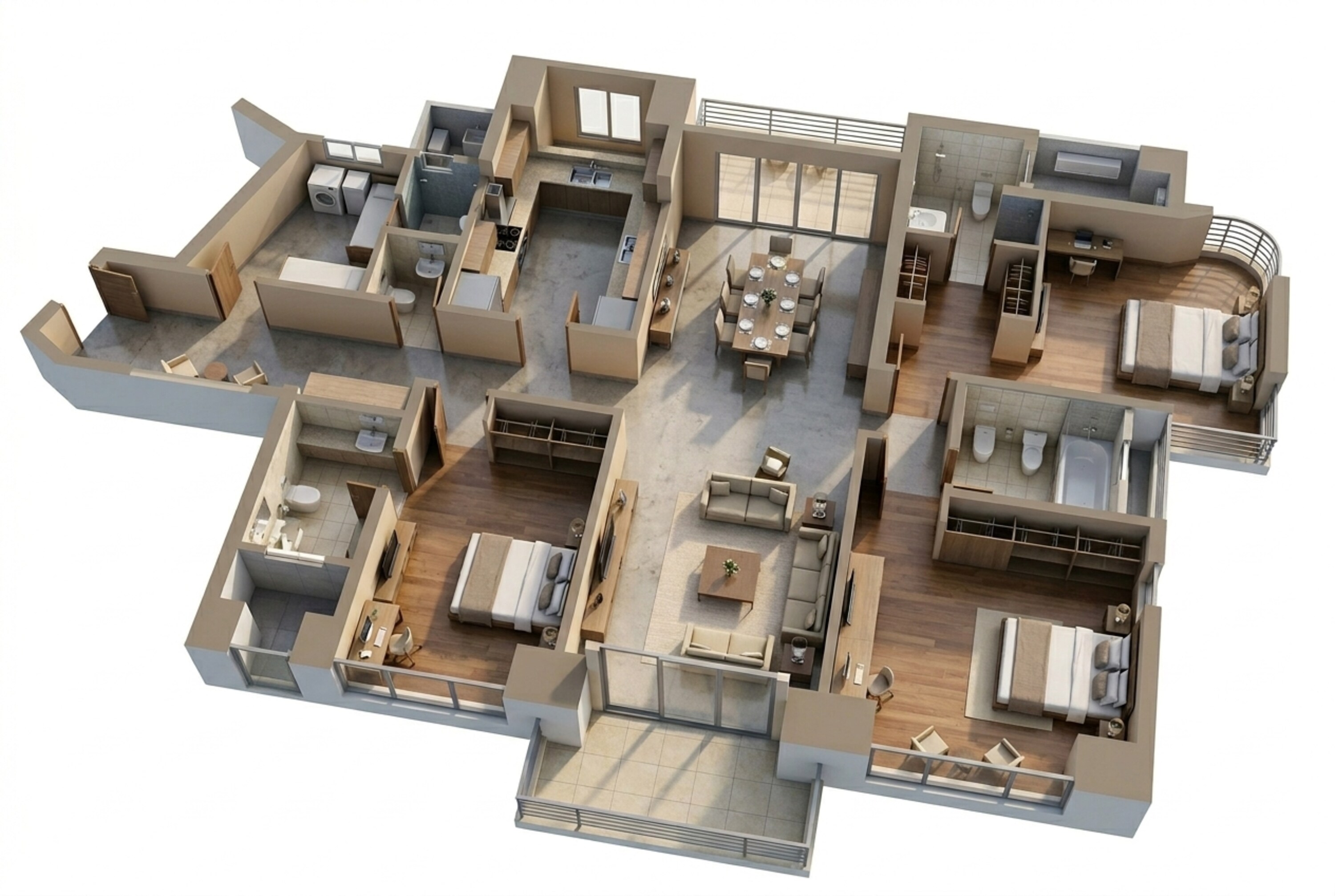Floor plan of 3 BHK 1740 Sq. Ft. Apartment in K Raheja Vivarea Building No 3 Tower E, Mumbai