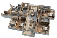 Floor plan of 3 BHK 1740 Sq. Ft. Apartment in K Raheja Vivarea Building No 3 Tower E, Mumbai