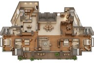 Floor plan of 4 BHK 2892 Sq. Ft. Apartment in K Raheja Vivarea Building No 3 Tower E, Mumbai