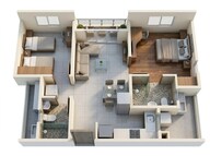 Floor plan of 2 BHK 740 Sq. Ft. Apartment in Brigade El Dorado Krypton, Bangalore