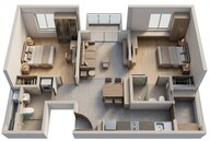 Floor plan of 2 BHK 938 Sq. Ft. Apartment in Brigade El Dorado Krypton, Bangalore