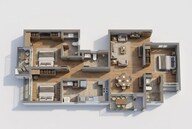 Floor plan of 3 BHK 1463 Sq. Ft. Apartment in Sobha Nesara Block 3, Pune