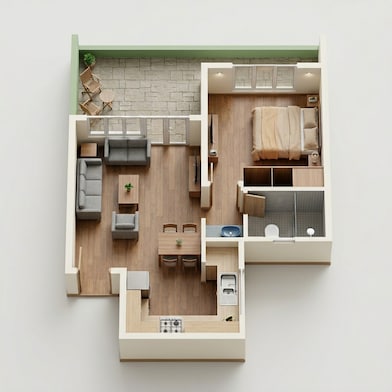 Floor plan of 1 BHK 450 Sq. Ft. Apartment in VTP Leonara Building C and F, Pune