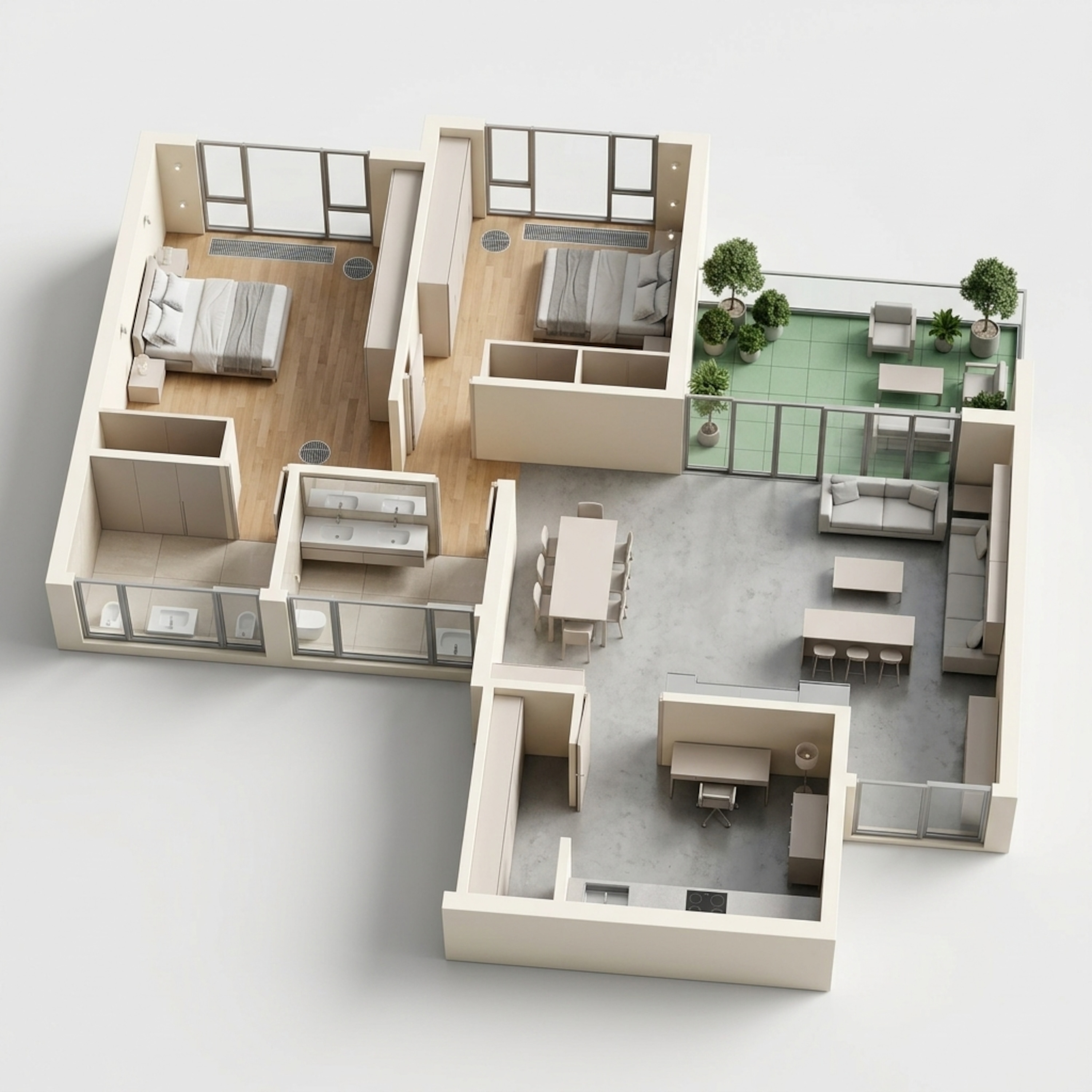 Floor plan of 2 BHK 800 Sq. Ft. Apartment in VTP Leonara Building C and F, Pune