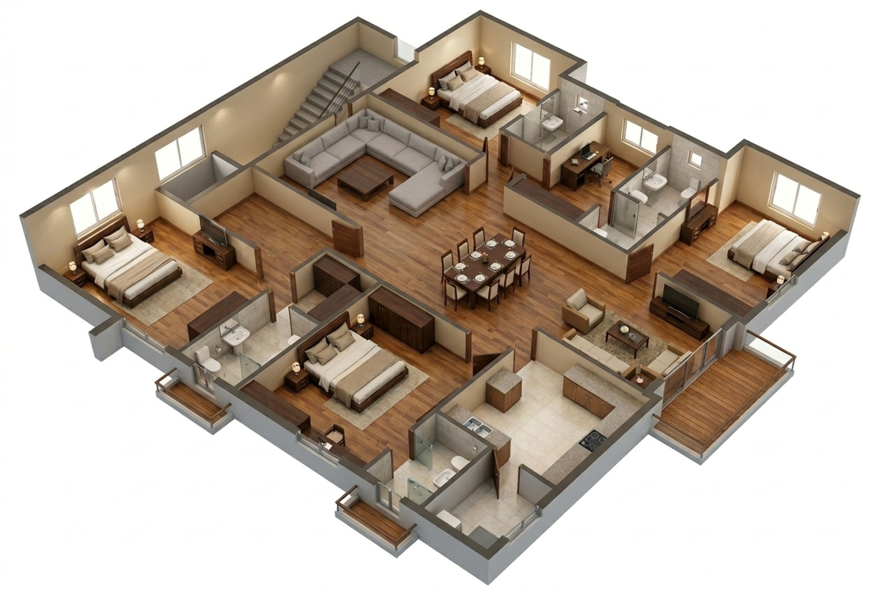 Floor plan of 4 BHK 3020 Sq. Ft. Apartment in Ramky One Odyssey, Hyderabad