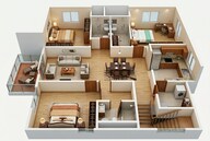Floor plan of 3 BHK 2180 Sq. Ft. Apartment in Ramky One Odyssey, Hyderabad