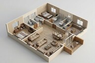 Floor plan of 3 BHK 1750 Sq. Ft. Apartment in Ramky One Odyssey, Hyderabad