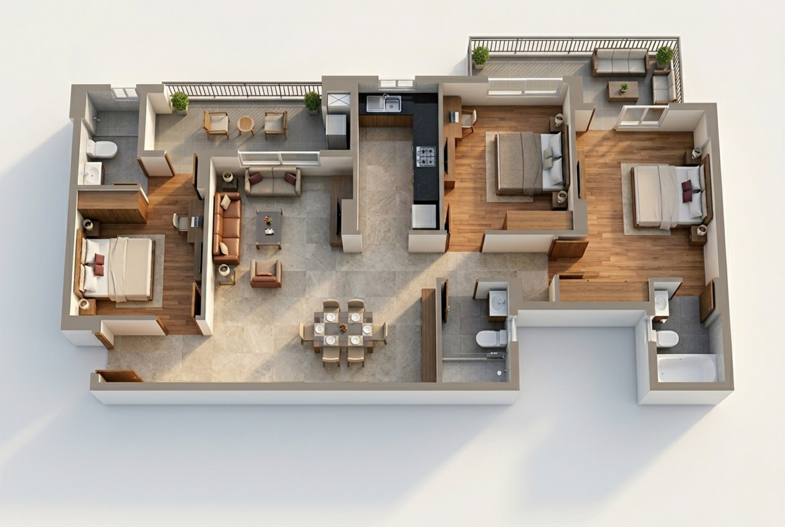 Floor plan of 3 BHK 1527 Sq. Ft. Apartment in Ashiana Anmol Phase 2, Gurgaon