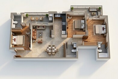 Floor plan of 3 BHK 1527 Sq. Ft. Apartment in Ashiana Anmol Phase 2, Gurgaon