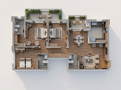 Floor plan of 3 BHK 1776 Sq. Ft. Apartment in Ashiana Anmol Phase 2, Gurgaon