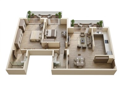 Floor plan of 2 BHK 1275 Sq. Ft. Apartment in Ashiana Anmol Phase 2, Gurgaon