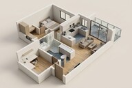 Floor plan of 1 BHK 915 Sq. Ft. Apartment in Goldspire At Brigade Orchards, Bangalore
