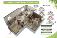 Floor plan of 1 BHK 990 Sq. Ft. Apartment in Goldspire At Brigade Orchards, Bangalore
