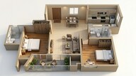 Floor plan of 2 BHK 1249 Sq. Ft. Apartment in Goldspire At Brigade Orchards, Bangalore