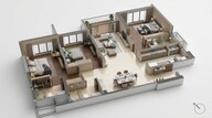 Floor plan of 3 BHK 1992 Sq. Ft. Apartment in Puravankara Purva Orient Grand, Bangalore