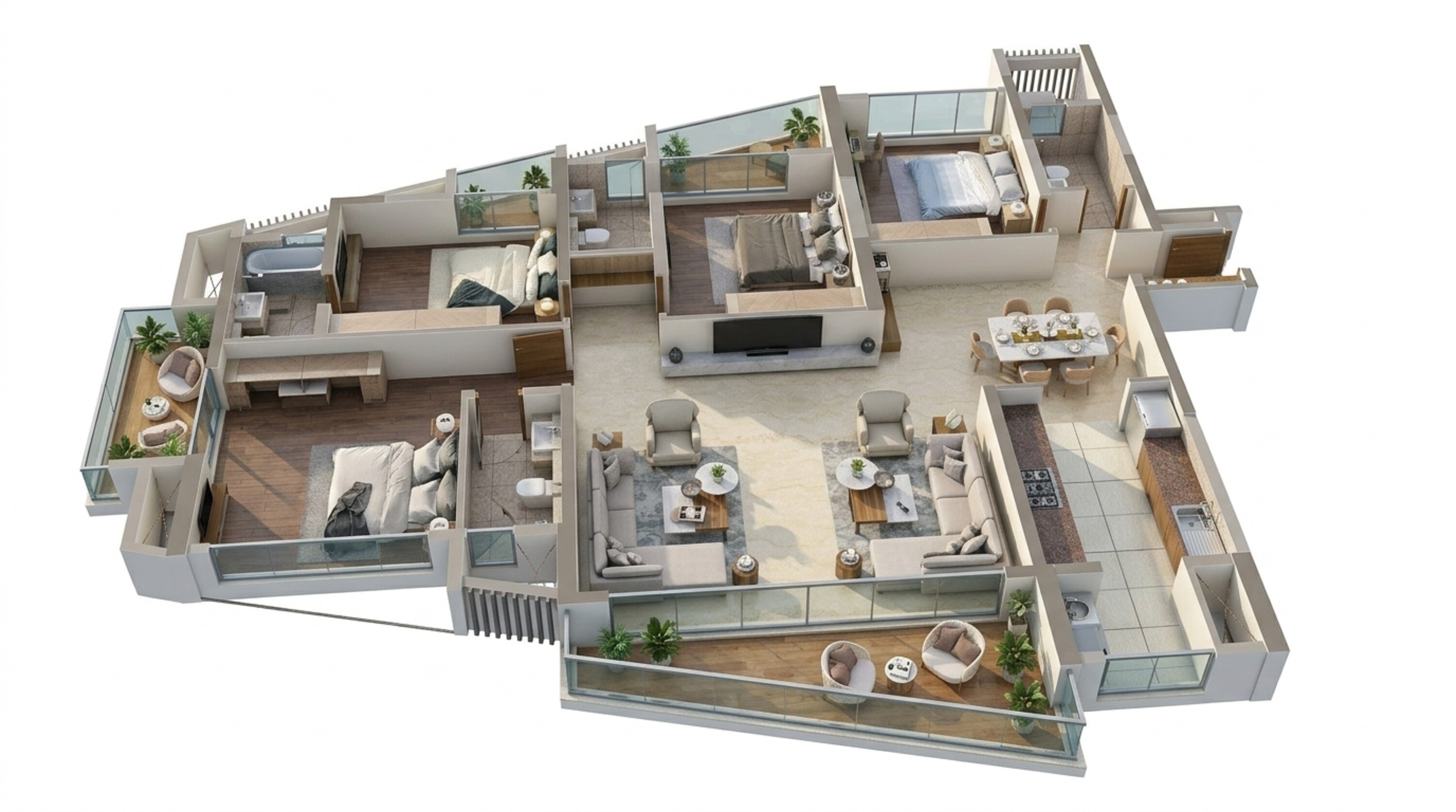 Floor plan of 4 BHK 2629 Sq. Ft. Apartment in Puravankara Purva Orient Grand, Bangalore