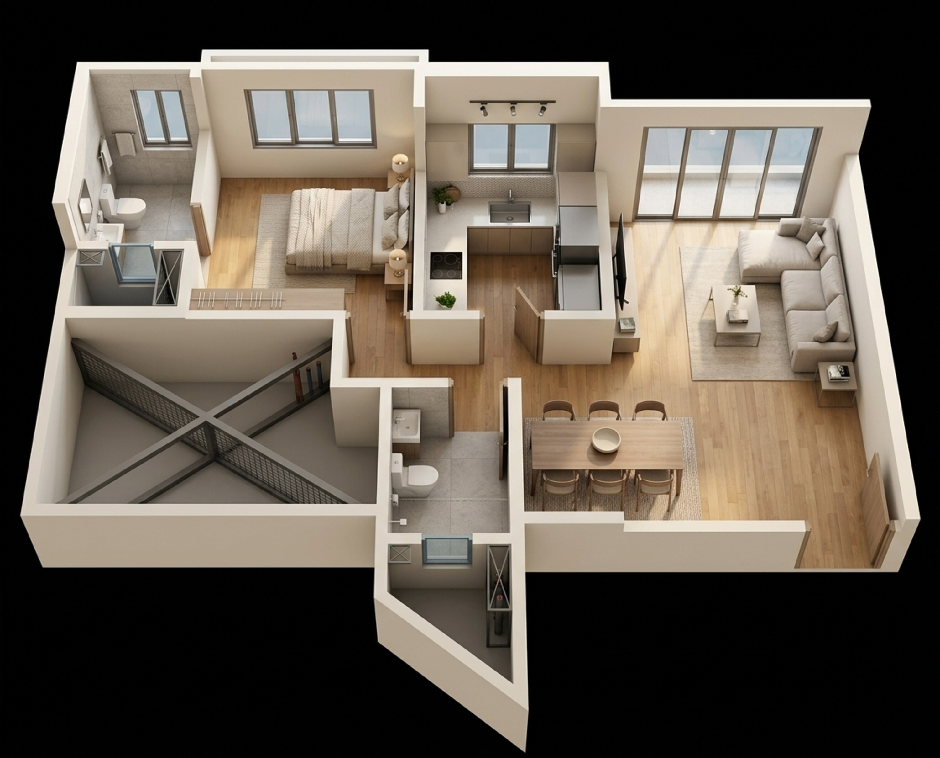 Floor plan of 1 BHK 450 Sq. Ft. Apartment in JP Esquire, Thane