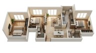 Floor plan of 2 BHK 653 Sq. Ft. Apartment in Lodha Woods, Mumbai