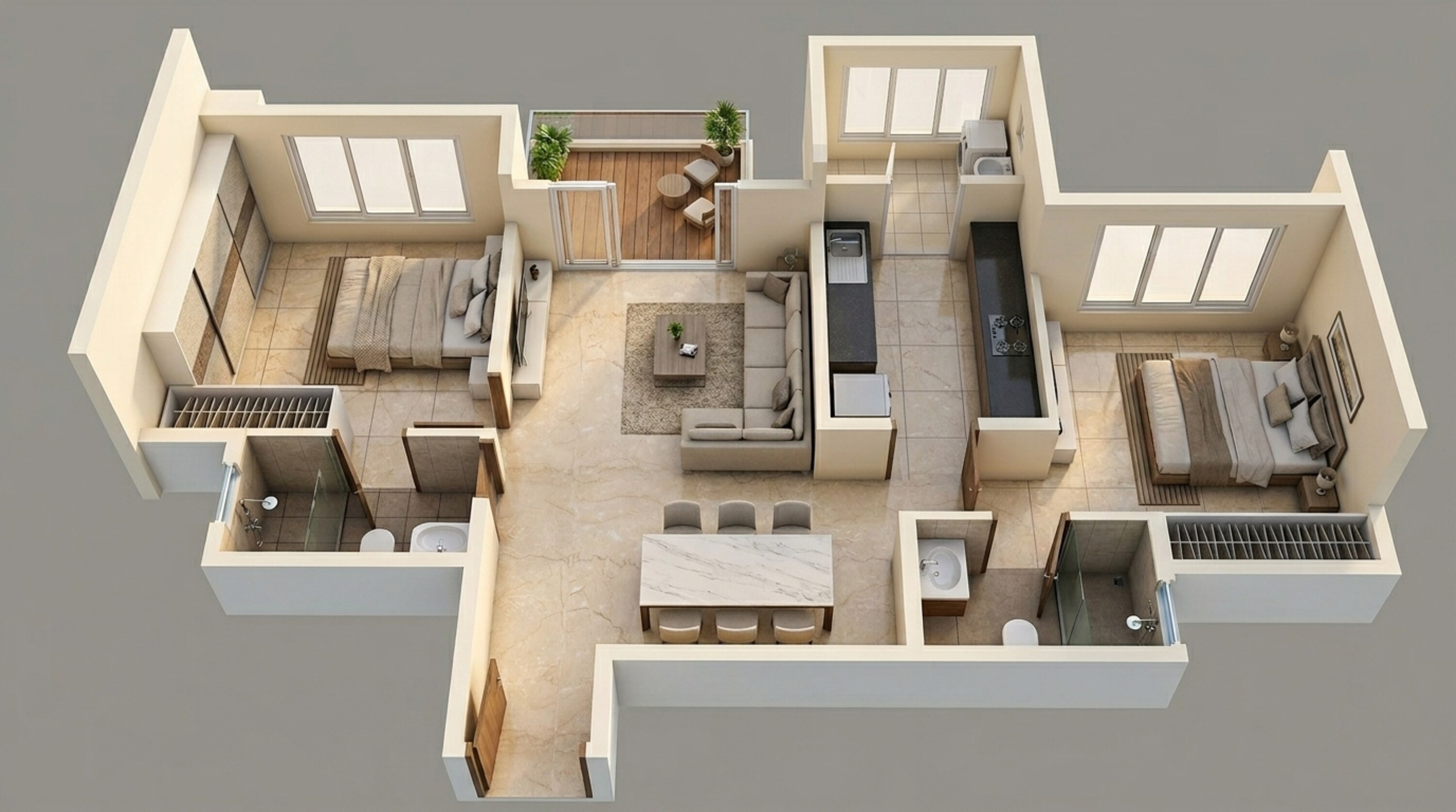 Floor plan of 2 BHK 659 Sq. Ft. Apartment in Lodha Woods, Mumbai