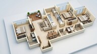Floor plan of 3 BHK 1026 Sq. Ft. Apartment in Lodha Woods, Mumbai