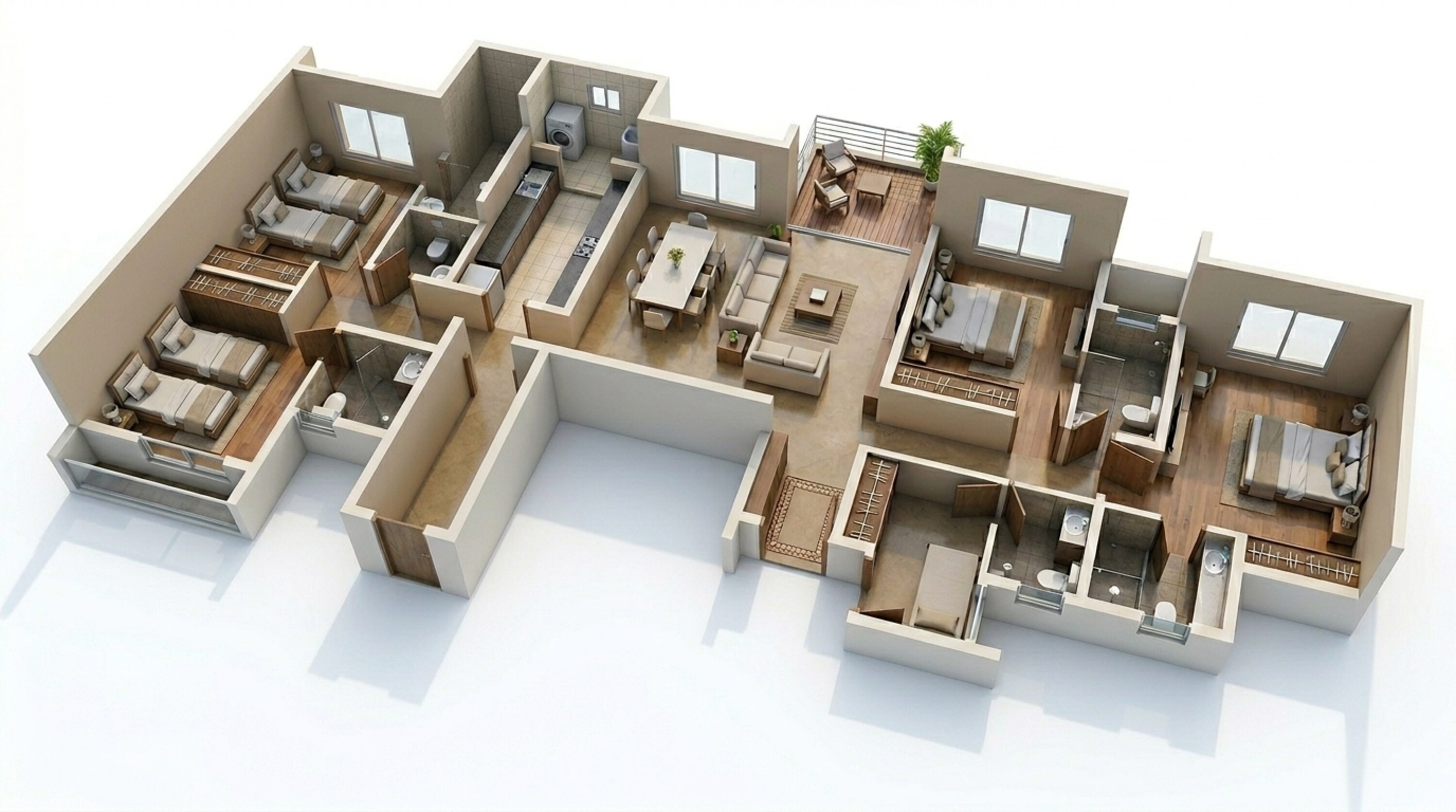 Floor plan of 4 BHK 1934 Sq. Ft. Apartment in Lodha Woods, Mumbai
