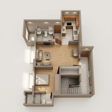 Floor plan of 1 BHK 369 Sq. Ft. Apartment in Runwal Gardens Phase 4, Thane