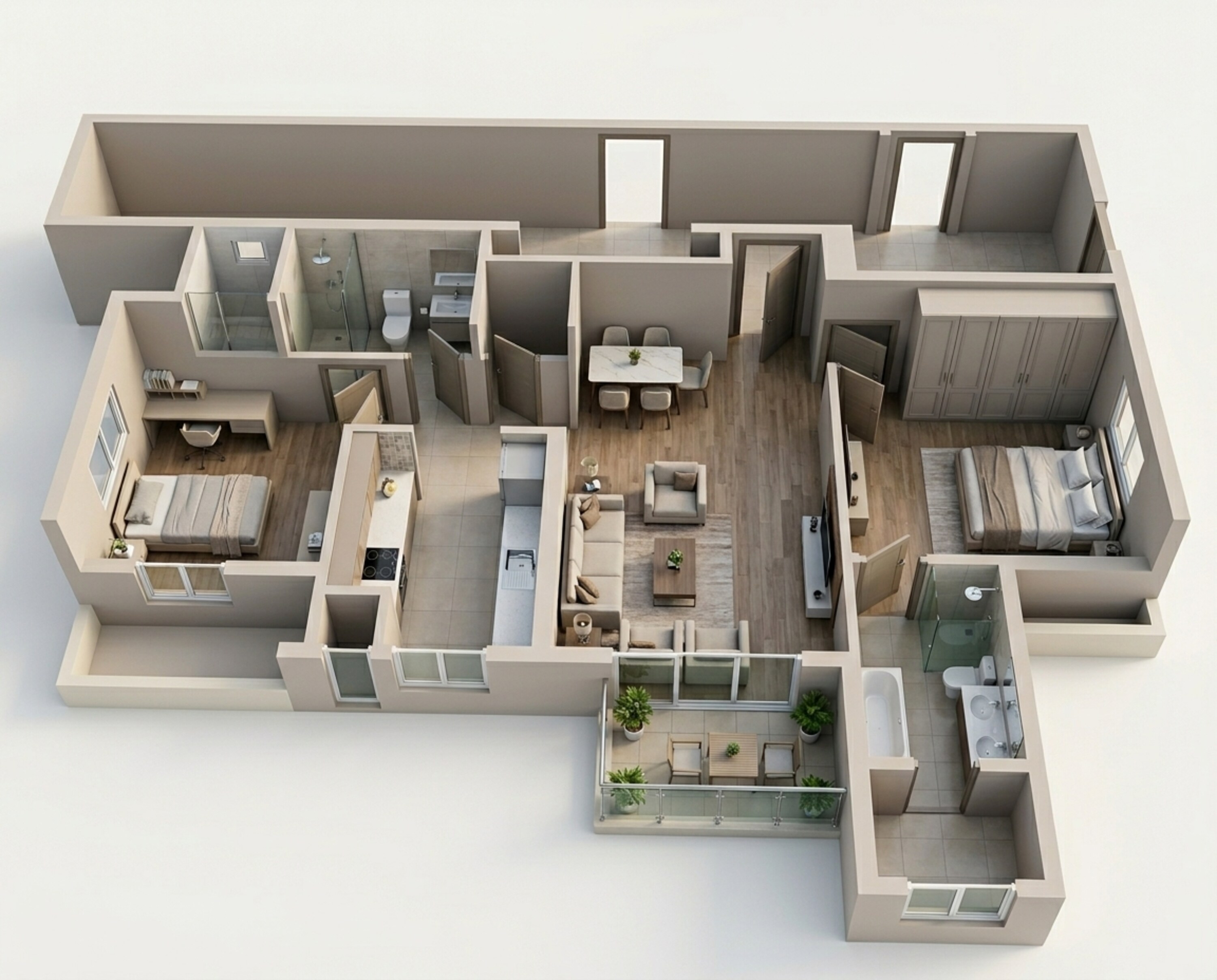 Floor plan of 2 BHK 531 Sq. Ft. Apartment in Runwal Gardens Phase 4, Thane