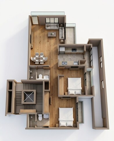 Floor plan of 2 BHK 622 Sq. Ft. Apartment in Runwal Gardens Phase 4, Thane