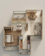 Floor plan of 1 BHK 409 Sq. Ft. Apartment in Runwal My City Phase II Cluster 05, Thane