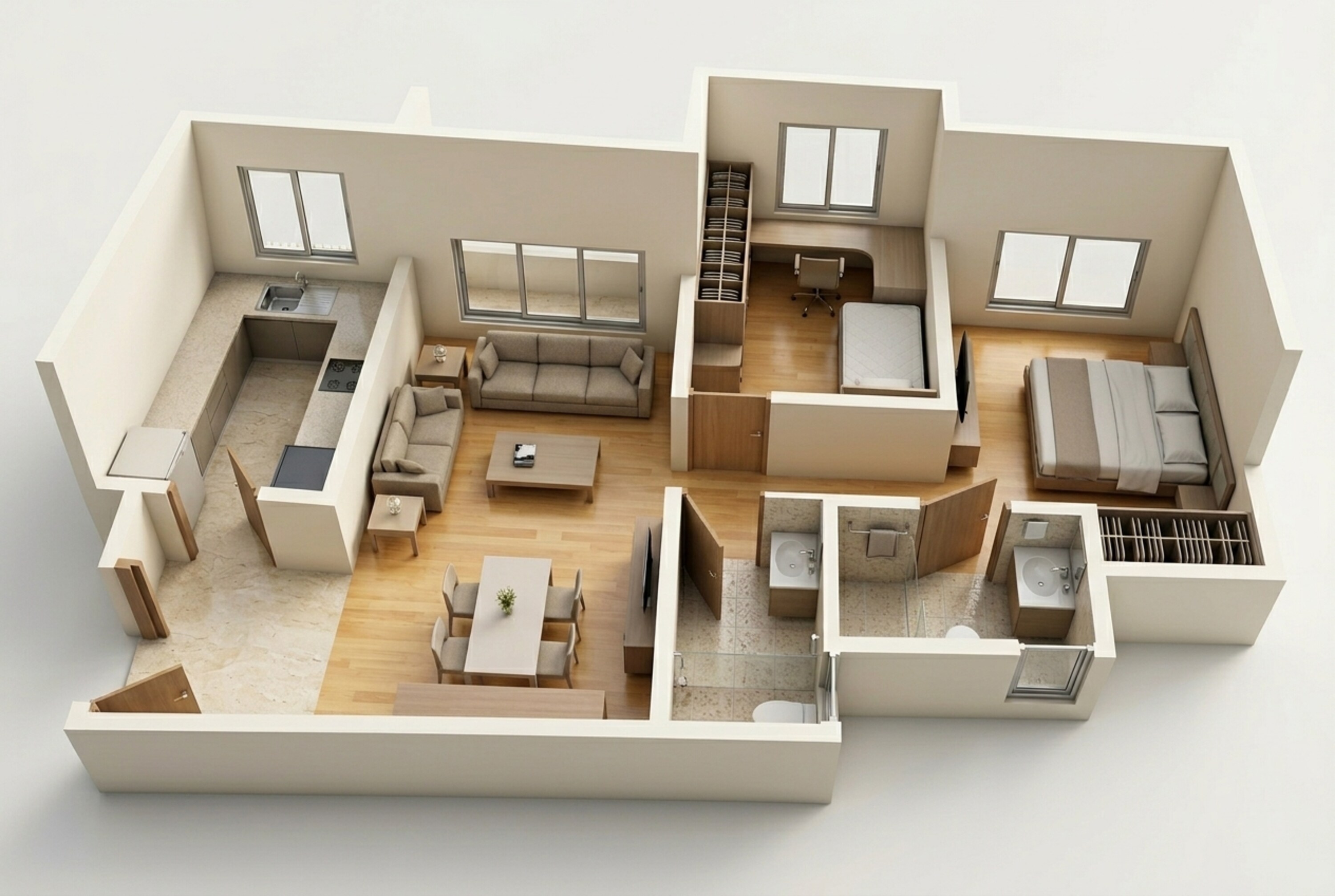 Floor plan of 2 BHK 502 Sq. Ft. Apartment in Runwal My City Phase II Cluster 05, Thane