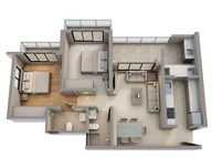 Floor plan of 2 BHK 570 Sq. Ft. Apartment in Runwal My City Phase II Cluster 05, Thane