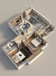 Floor plan of 2 BHK 993 Sq. Ft. Apartment in Salarpuria Amarana Residences, Kolkata