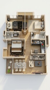 Floor plan of 3 BHK 1194 Sq. Ft. Apartment in Salarpuria Amarana Residences, Kolkata