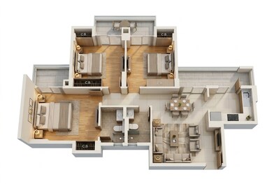 Floor plan of 3 BHK 1285 Sq. Ft. Apartment in Tata Eureka Park Phase 2, Noida