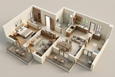Floor plan of 2 BHK 1100 Sq. Ft. Apartment in Tata Eureka Park Phase 2, Noida