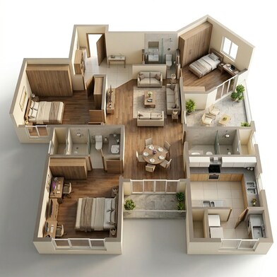 Floor plan of 3 BHK 1539 Sq. Ft. Apartment in Sobha Arbor, Chennai