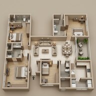 Floor plan of 4 BHK 2445 Sq. Ft. Apartment in Sobha Arbor, Chennai