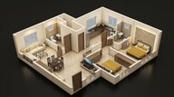 Floor plan of 2 BHK 532 Sq. Ft. Apartment in Dosti Mezzo 22, Mumbai
